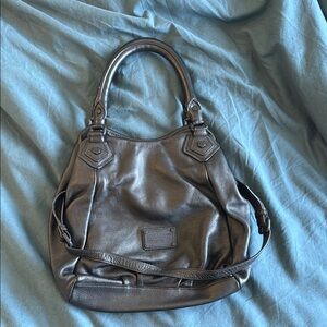Pewter Slouchy Shoulder Bag with Smooth Texture